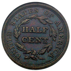 1853 Braided Hair Half Cent HIGH GRADE - ULTRA LOW MINTAGE!