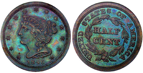 Market Analysis: Vibrant Proof 1846 Braided Hair half cent